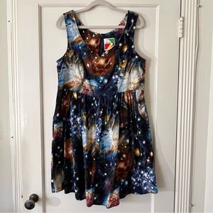 ModCloth Fervour Galaxy Fit & Flare Dress with Pockets - 1X - EUC